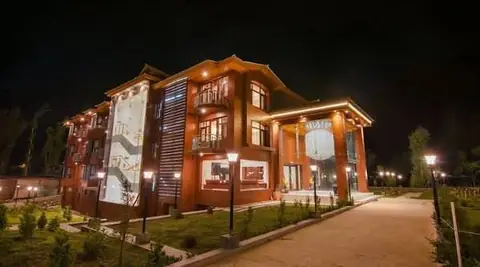 The Hermitage resort in Pahalgam lit up at night