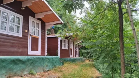 Wooden cottages at Nature's Nest, Sonamarg
