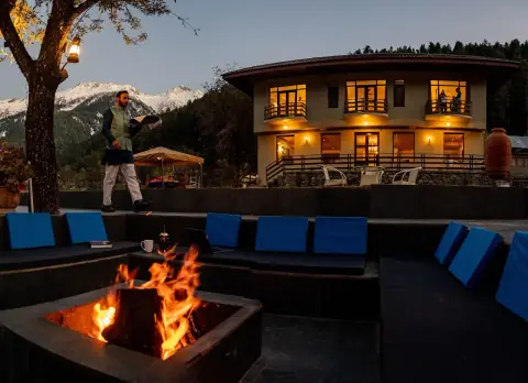 The Villa Himalaya, Sonamarg, with a bonfire